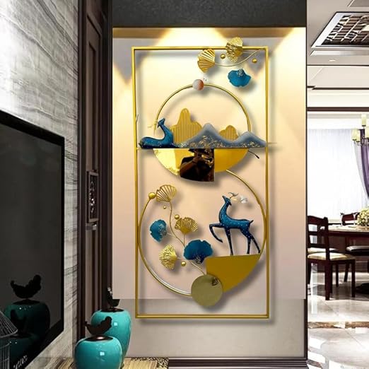 Deer with Zinko Leaves Metal Wall Art