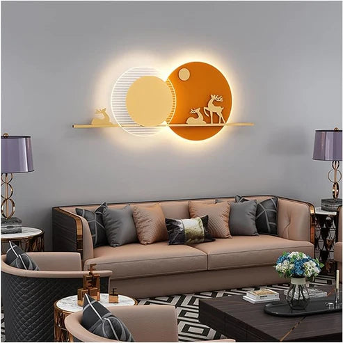 Moon Deer 3D Lamp Metal Wall Art