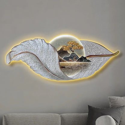 Celestial  Feathers: Crystal Wall Decor With Led Lighting Style 2