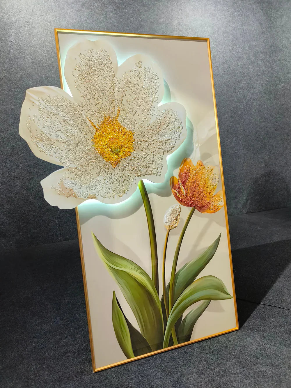 Opulent Flower - Crystal Painting With LED Light - 24x48 Inch