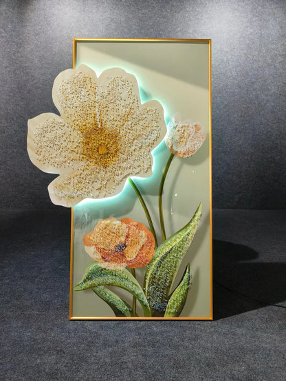 Opulent Flower - Crystal Painting With LED Light - 24x48 Inch