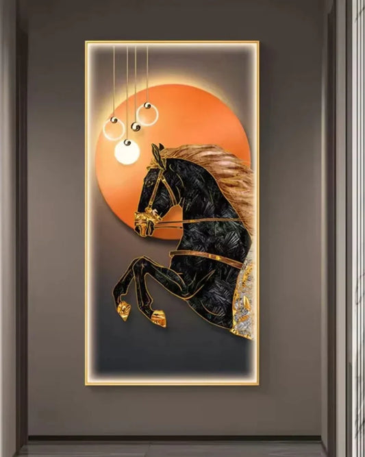 Majestic Horse - Crystal Painting With LED Light - 24x48 Inch