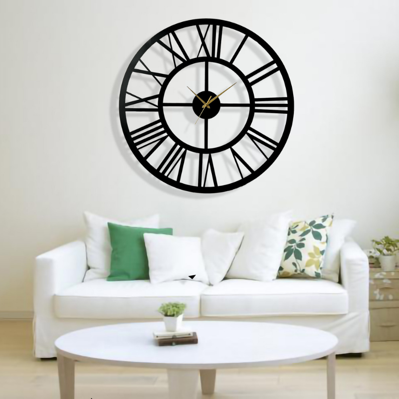 Designer Black Round Metal Wall Clock