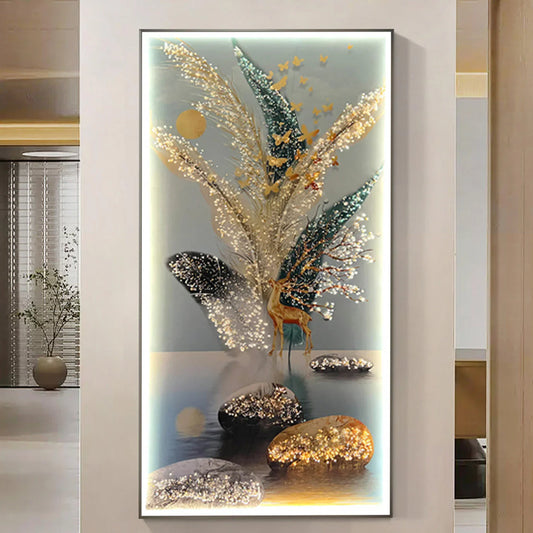 Serene  Landscape - Crystal Painting With LED Light - 24x48 Inch