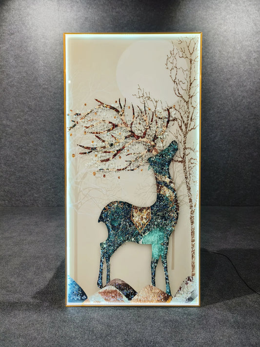 Graceful Deer - Crystal Painting With LED Light - 24x48 Inch