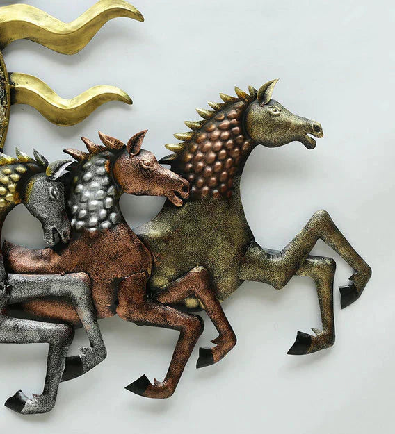 7 Running Horses Metal Wall Art With LED