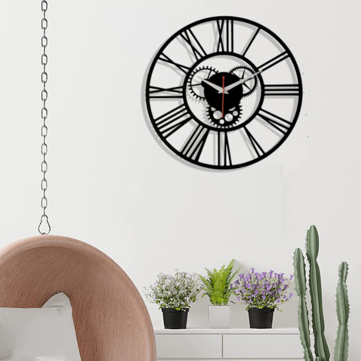 Gear Mechanical Metal Wall Clock