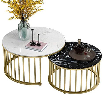 Modern Black & White Marble Nesting Tables