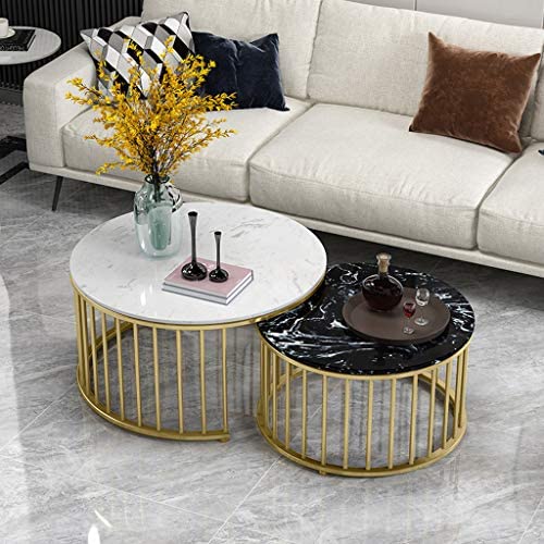 Modern Black & White Marble Nesting Tables