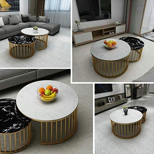 Modern Black & White Marble Nesting Tables