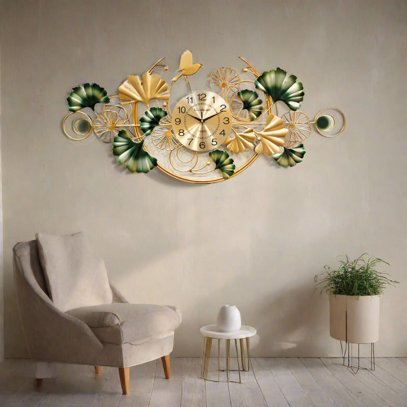 Modern Floral Metal Wall Clock