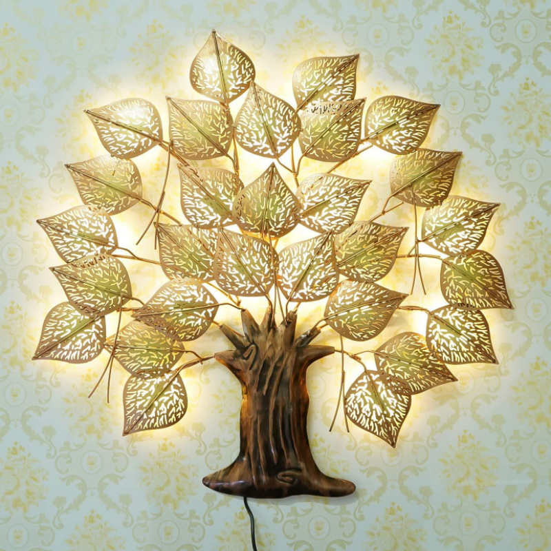 Golden Leaves Tree With Led Light