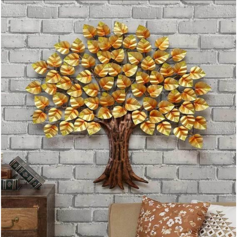 Heart Shaped Leaves Tree Metal Wall Art