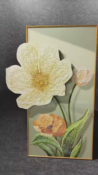 Opulent Flower - Crystal Painting With LED Light - 24x48 Inch