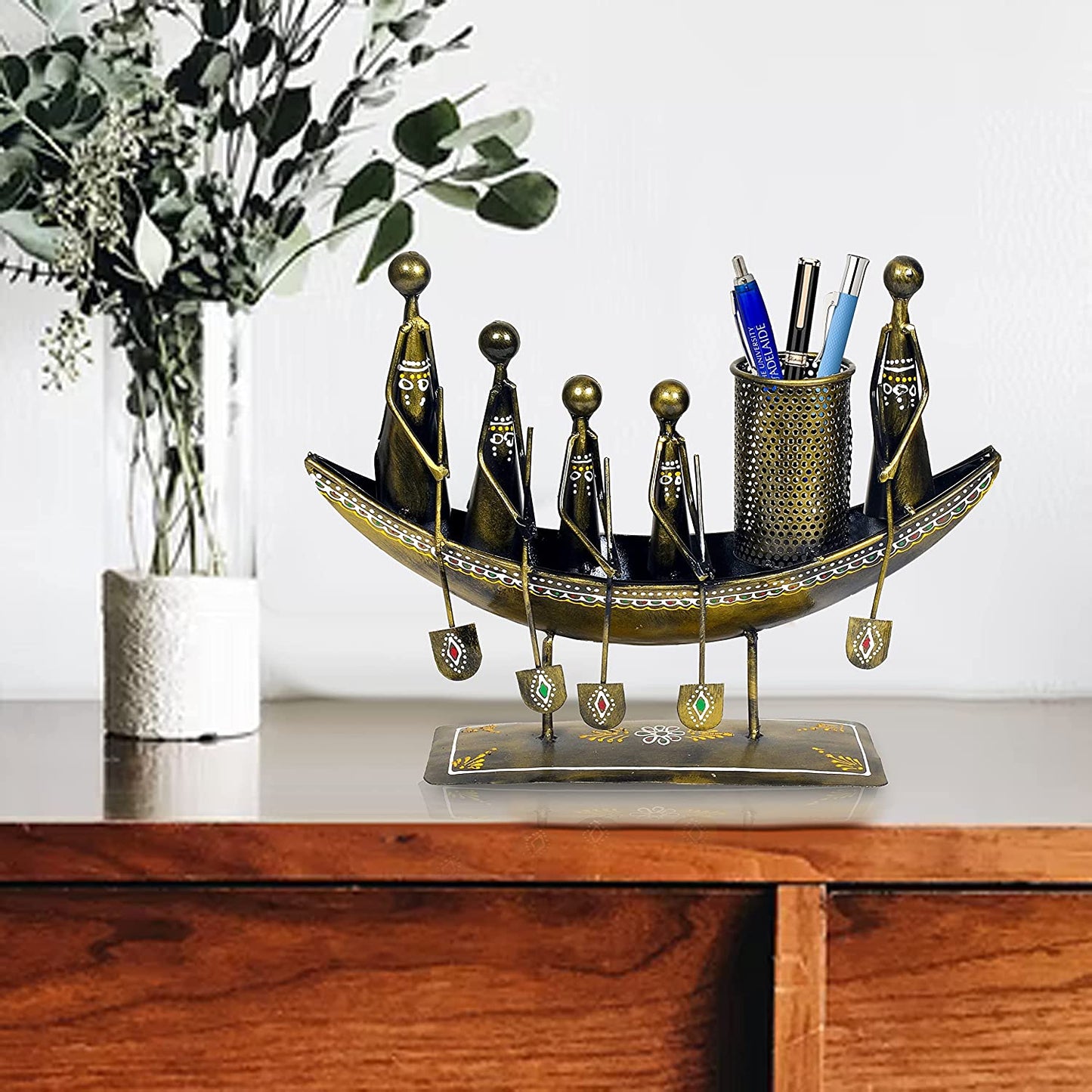 Metal Boat Design Table Top Pen Holder