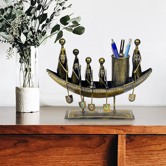 Metal Boat Design Table Top Pen Holder