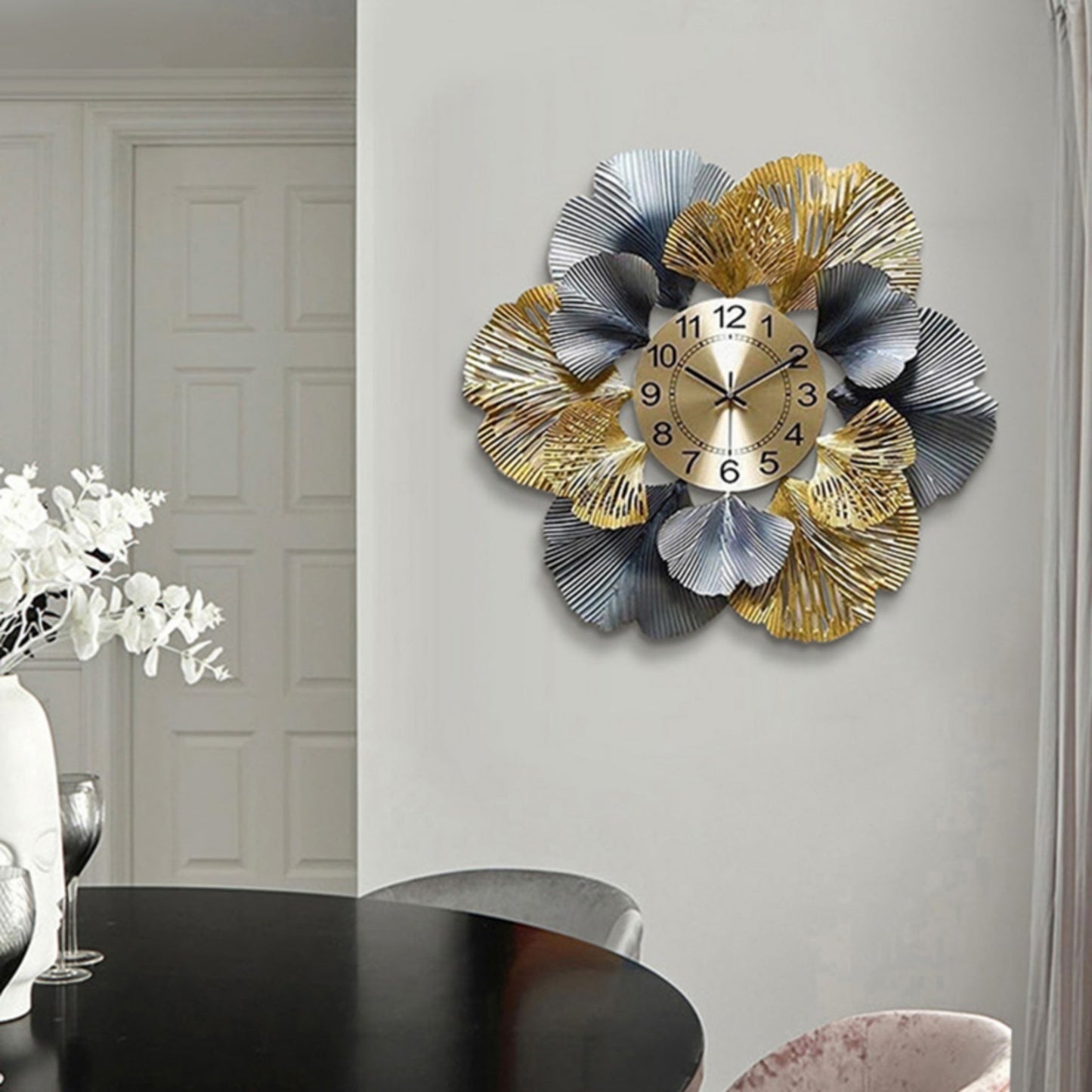 Flower Blossam Metal Wall Clock