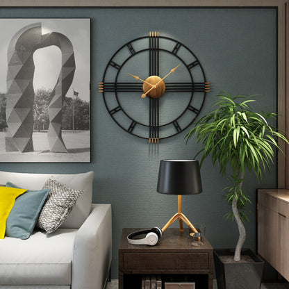 Black & Golden Premium Metal Wall Clock