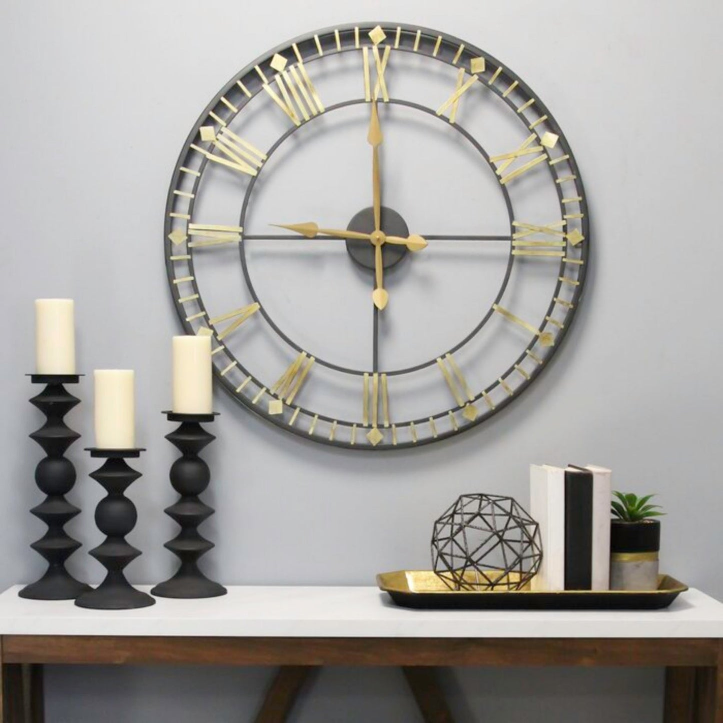 Modern Roman Numbered Metal Wall Clock