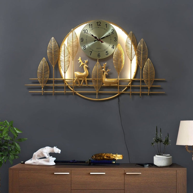 Metal Deer Design Wall Clock